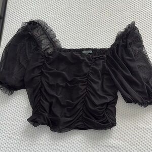 Wild Fable Black Puff Sleeve Crop Top